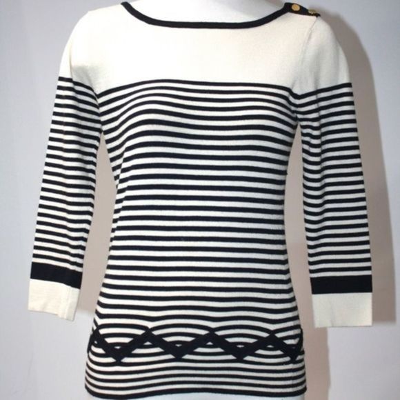 MILLY STRIPED SWEATER SIZE PETITE - Picture 1 of 4